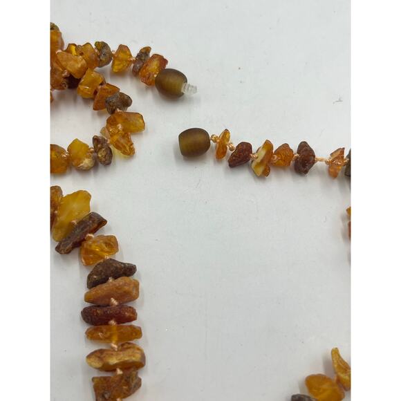 Genuine Baltic Amber Chip Bead Natural Honey Brown Gemstone Screw Clasp Necklace - Picture 4 of 12